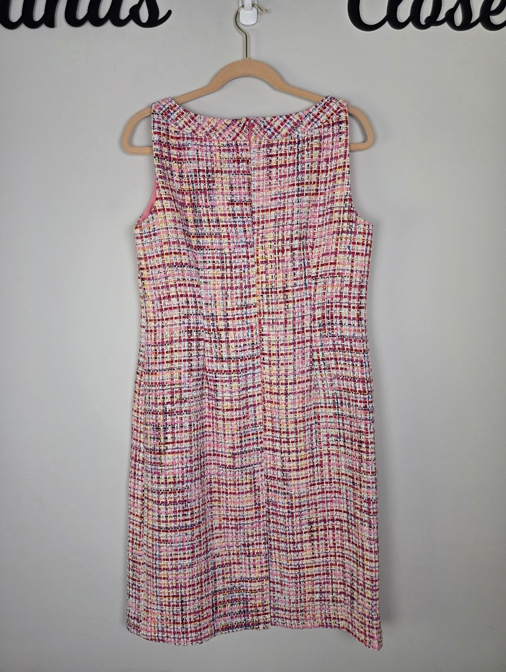 Talbots Pink Multi Ribbon Tweed Shift Dress Size 10 NWT - Picture 7 of 12